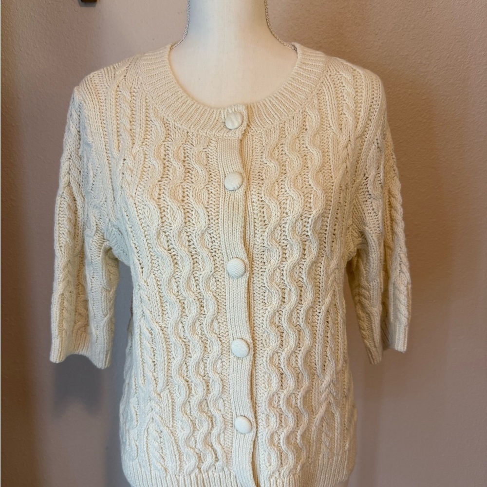 Bohme Ivory Cable Knit Cardigan